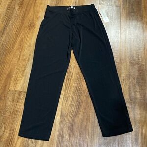 Evan Picone black moss crape semi sheer pants size L